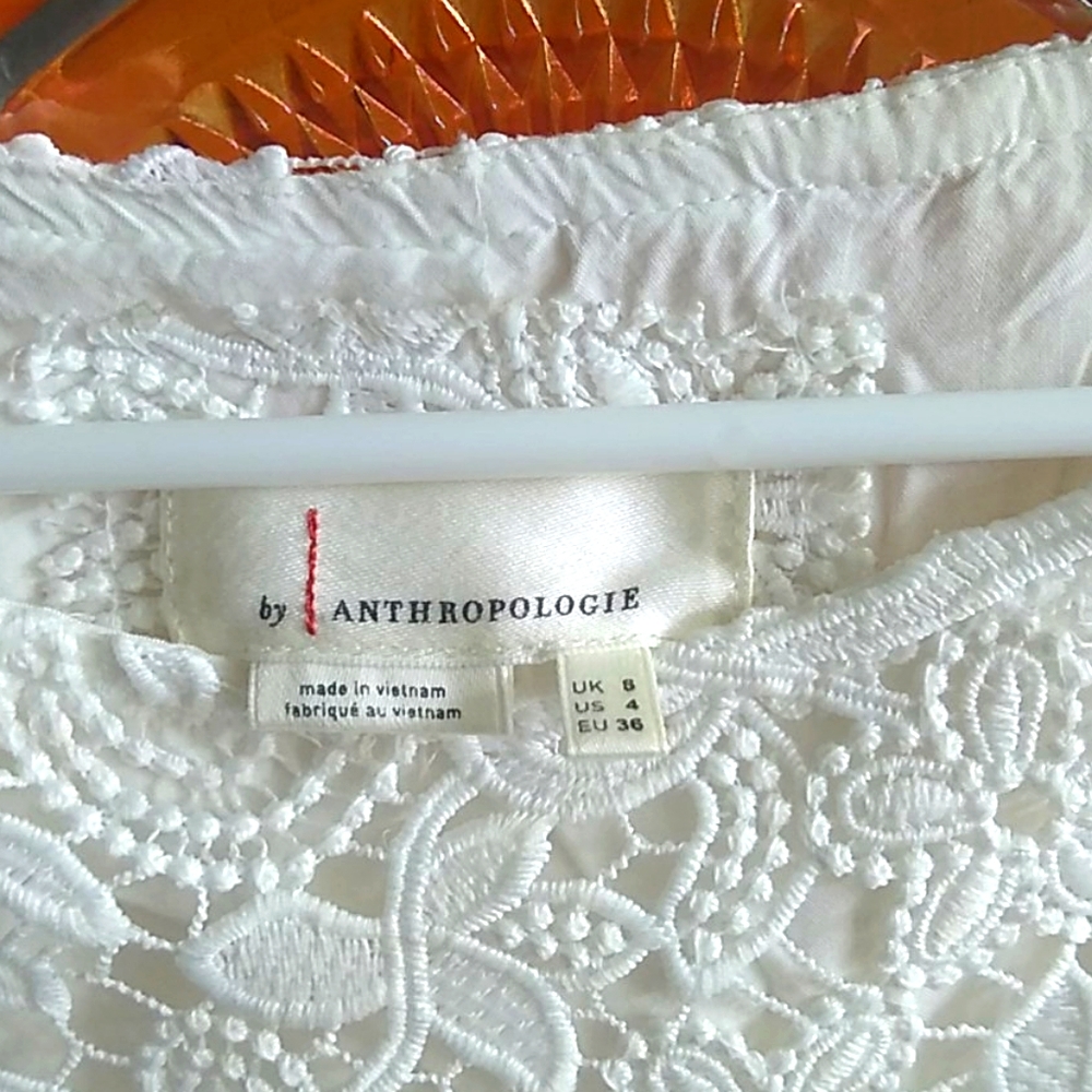 Detailed laced eyelet white dress by Anthropologie